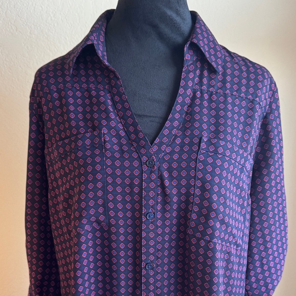 Express Blue and Red Button Down Shirt - Picture 2 of 5